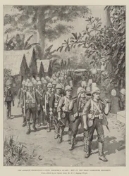 De Ashanti-expeditie, de wacht van koning Prempeh, mannen van het West Yorkshire Regiment